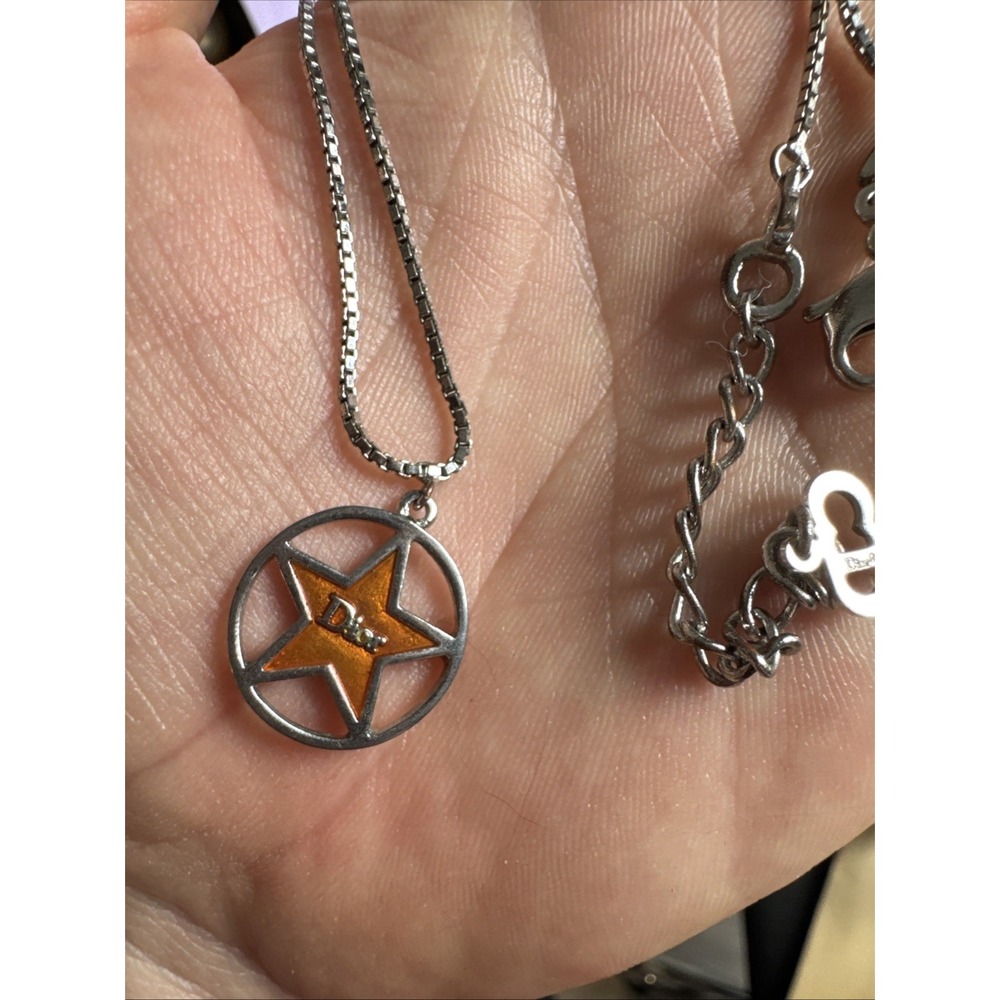 Christian Dior Star Necklace Silver Star Circle - Picture 1 of 6